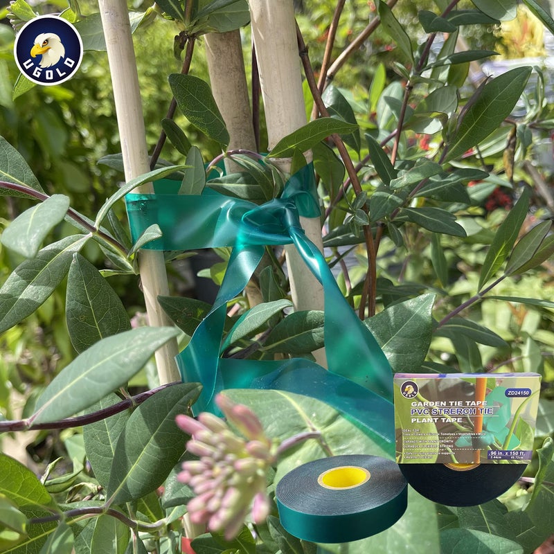 Ugold 8 mil Extra Thick 150 Feet x 1'' Stretch Plant Tie Tape, Garden Tie Tape for Planting and Grafting, Plant Ribbon for Tomatoes, Grapes and Trees, Green Tie Tape, Garden Stake for Vinyard - Image 3